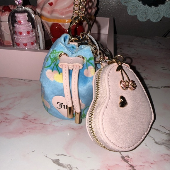 Juicy Couture Retro Juicy Cherry Draw String & Heart Micro Bags / Keychain Set - Picture 5 of 7